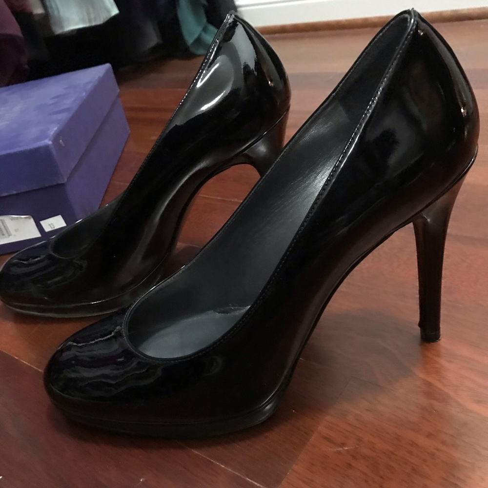 Black Patent Platform Stuart Weitzman heels